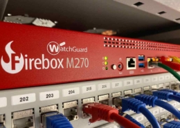 hbo-netzwerk WatchGuard Firebox M270 Firewall im Rack-Schrank